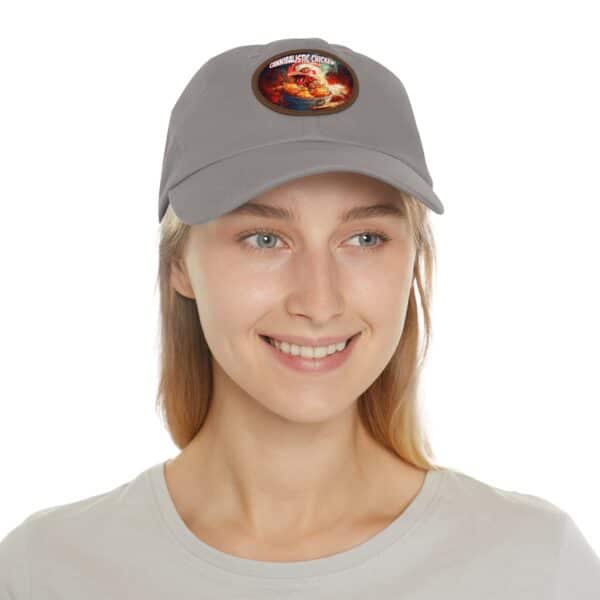 Cannibalistic Chicken Band Artistic Round Leather Patch Dad Hat - Stylish Casual Cap - Image 9