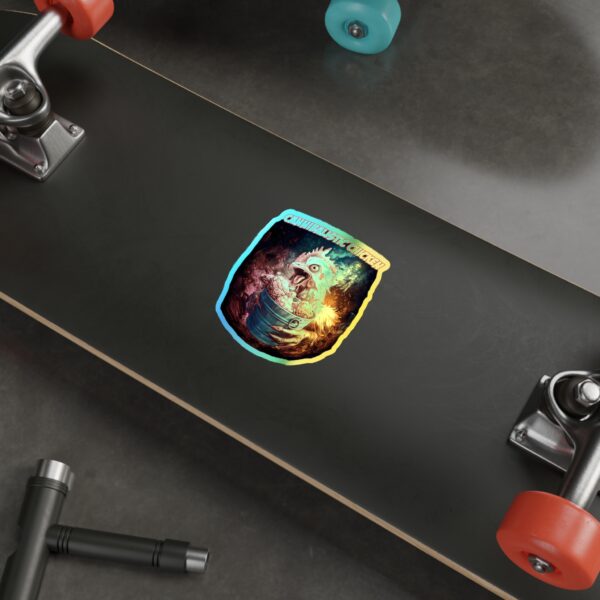 Holographic Die-Cut Stickers - Cannibalistic Chicken Art, Cool Backpack Decor, Fun Gift for All Ages, Skateboard Stickers, Unique [...] - Image 2