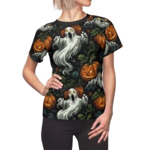 Women's Tee Halloween Ghosts & Pumpkins Pattern 1 (AOP)