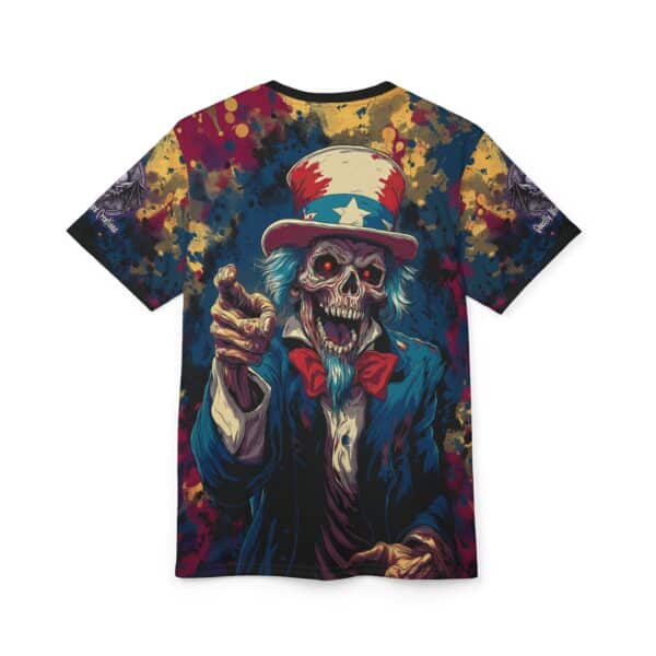 Pop Art Tee Uncle Sam Patriotic 4th Of July Skeletal Uncle Sam Pop 60's Art Style Tee Unisex (AOP) - Image 8