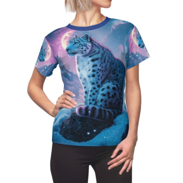Snow Leopard Women's Tee by Wyldesigns - Wildlife Graphic T-Shirt #WD-D017 (AOP) - Image 8