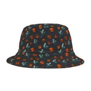Ghosts & Pumpkins Pattern 3 Bucket Hat - Halloween Fashion Accessory