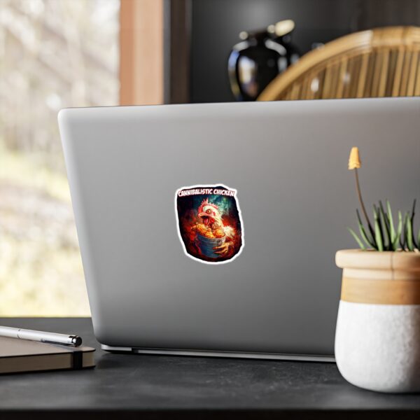 Cannibalistic Chicken Kiss-Cut Vinyl Decal - Quirky Retro Animal Sticker for Home, Laptop & More - Image 4