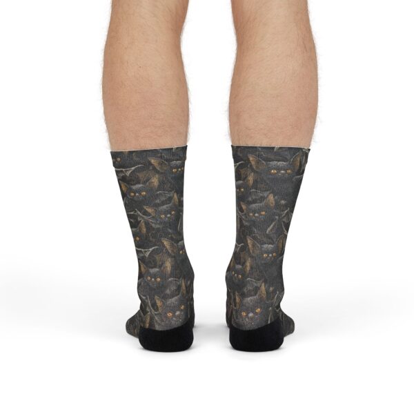 Cozy Bat Cat -Themed Sublimation Crew Socks | Perfect Gift for Cat Lovers - Image 6