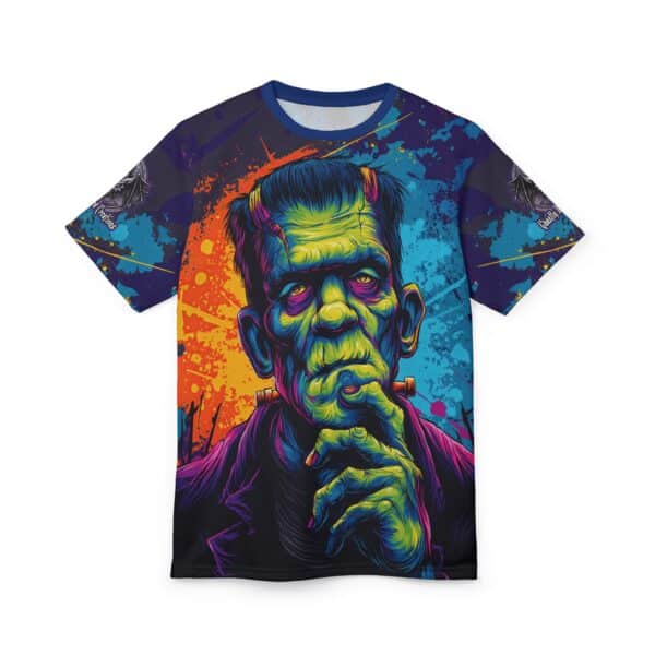 Frankenstein Pop 60's Art Style Tee Unisex (AOP) - Image 6
