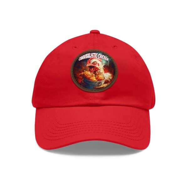 Cannibalistic Chicken Band Artistic Round Leather Patch Dad Hat - Stylish Casual Cap - Image 11