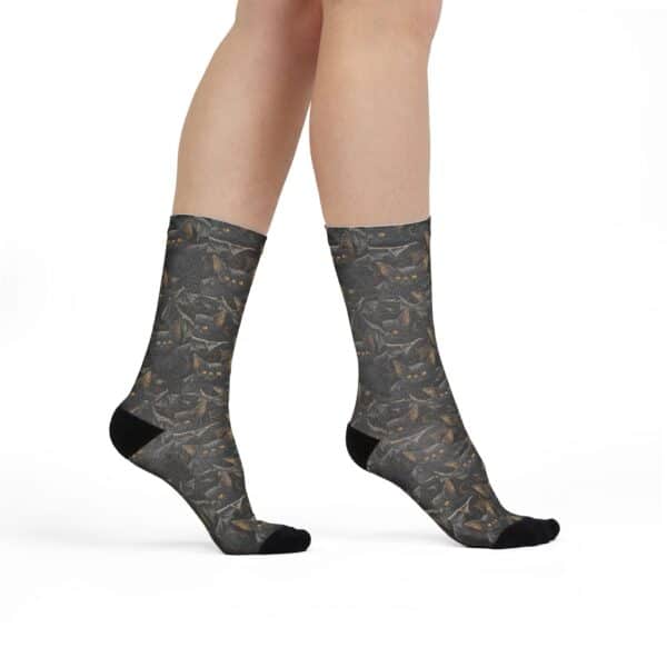 Cozy Bat Cat -Themed Sublimation Crew Socks | Perfect Gift for Cat Lovers - Image 3