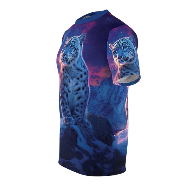 Snow Leopard Unisex Tee by Wyldesigns - Wildlife Graphic T-Shirt #WD-D016 (AOP) - Image 3