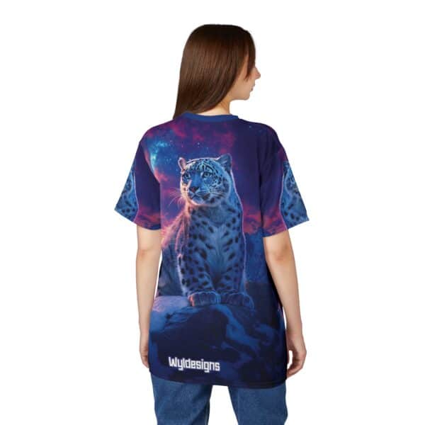 Snow Leopard Unisex Tee by Wyldesigns - Wildlife Graphic T-Shirt #WD-D016 (AOP) - Image 8