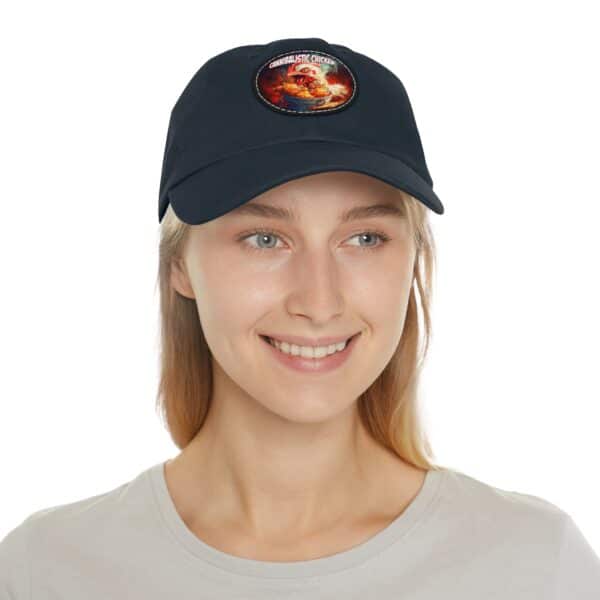 Cannibalistic Chicken Band Artistic Round Leather Patch Dad Hat - Stylish Casual Cap - Image 79