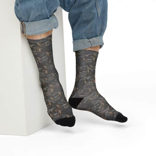 Cozy Bat Cat -Themed Sublimation Crew Socks | Perfect Gift for Cat Lovers - Image 8