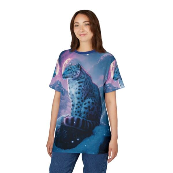 Snow Leopard Unisex Tee by Wyldesigns - Wildlife Graphic T-Shirt #WD-D017 (AOP) - Image 11