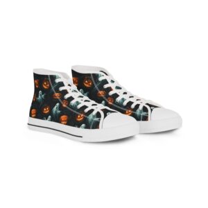 Halloween-Themed High Top Sneakers for Men - Spooky Ghosts & Jack-O'-Lanterns 3 Design
