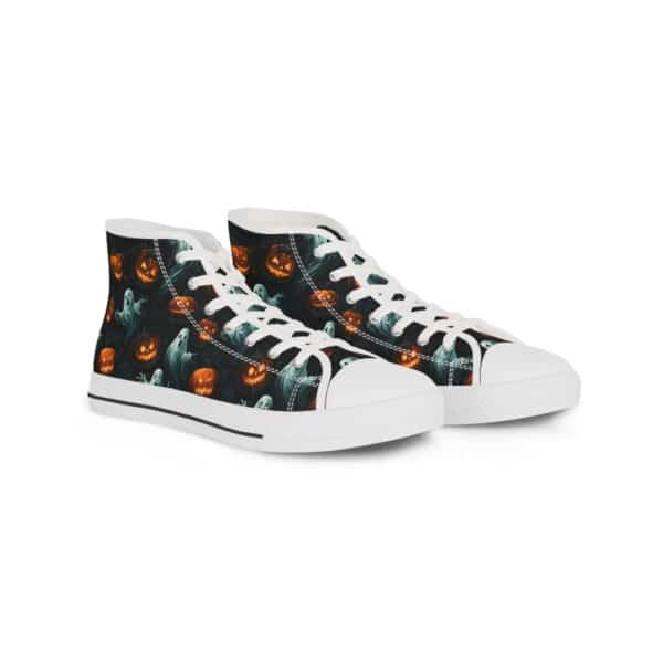 Halloween-Themed High Top Sneakers for Men - Spooky Ghosts & Jack-O'-Lanterns 3 Design
