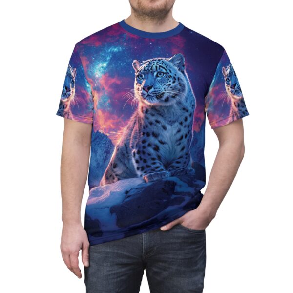 Snow Leopard Unisex Tee by Wyldesigns - Wildlife Graphic T-Shirt #WD-D016 (AOP) - Image 7