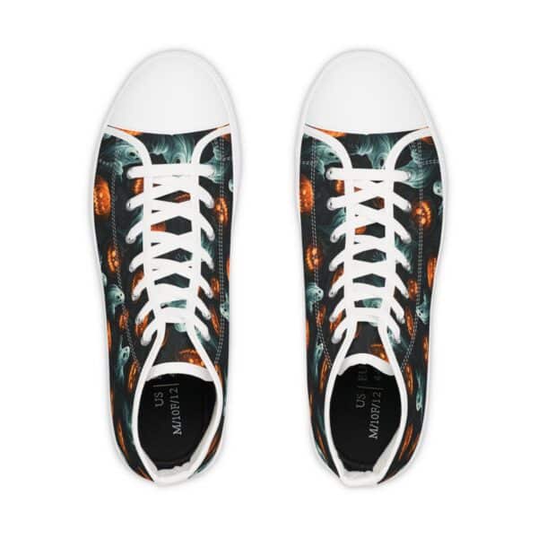 Halloween-Themed High Top Sneakers for Men - Spooky Ghosts & Jack-O'-Lanterns 3 Design - Image 2