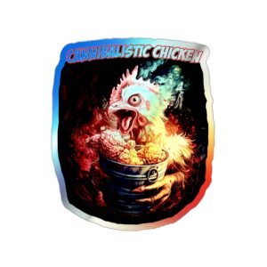 Holographic Die-Cut Stickers - Cannibalistic Chicken Art, Cool Backpack Decor, Fun Gift for All Ages, Skateboard Stickers, Unique [...]