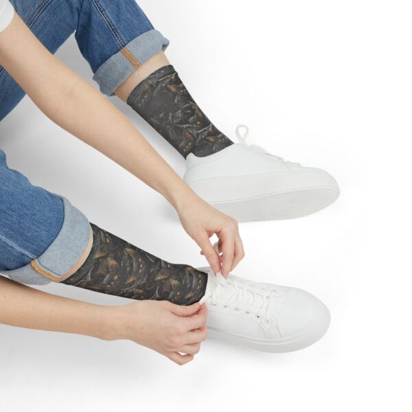 Cozy Bat Cat -Themed Sublimation Crew Socks | Perfect Gift for Cat Lovers - Image 7