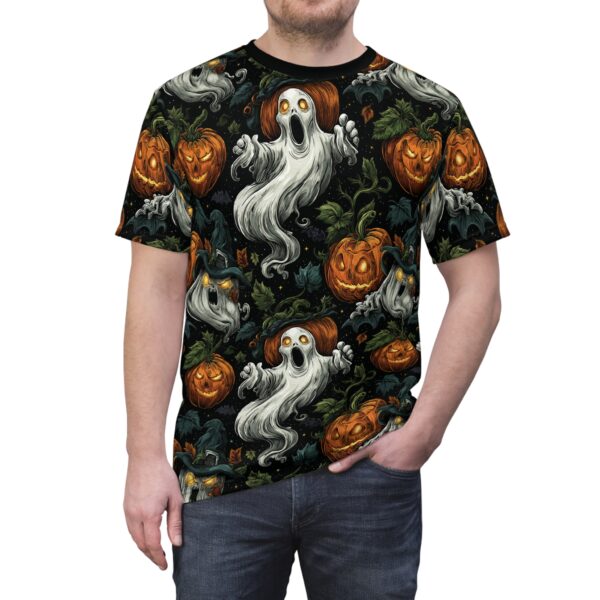 Unisex Tee Halloween Ghosts & Pumpkins Pattern 1 - Image 10