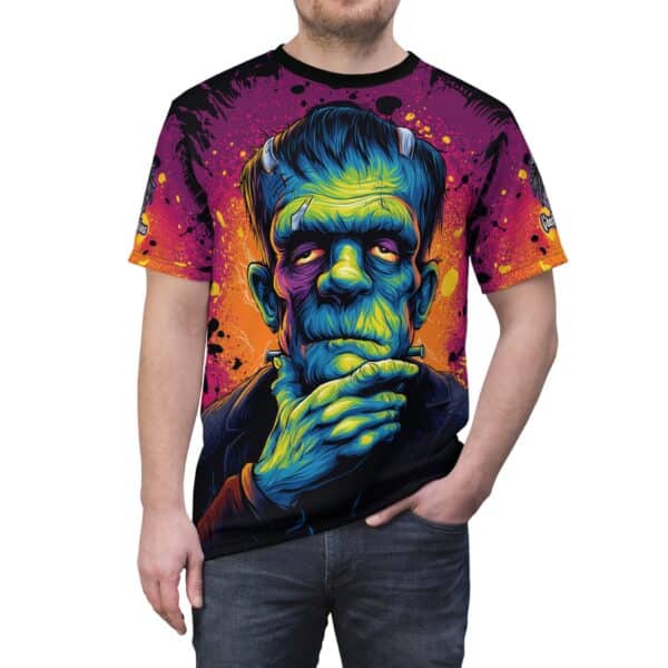 Frankenstein II Pop 60's Art Style Tee Unisex (AOP) - Image 9