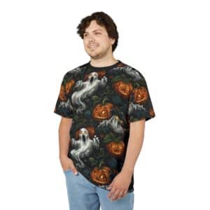 Unisex Tee Halloween Ghosts & Pumpkins Pattern 1