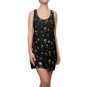 Baby Dragon & Mushrooms Pattern Women's Cut & Sew Racerback Dress (AOP)