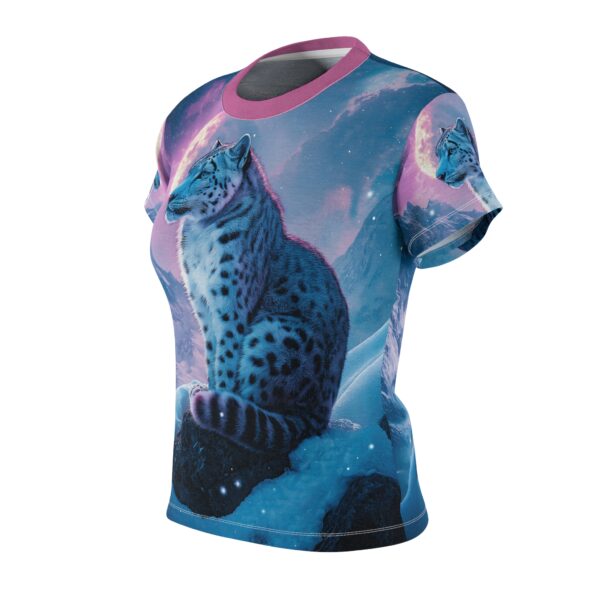Snow Leopard Women's Tee by Wyldesigns - Wildlife Graphic T-Shirt #WD-D017 (AOP) - Image 3