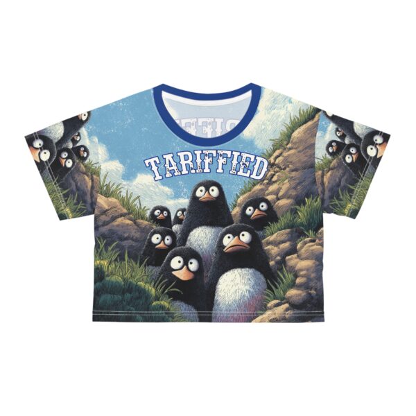 Tariffied Crop Tee (AOP) – Tariff Fear Is Real - Image 2