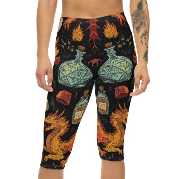 Epic Dragon Fantasy Pattern Capri Leggings - Image 3