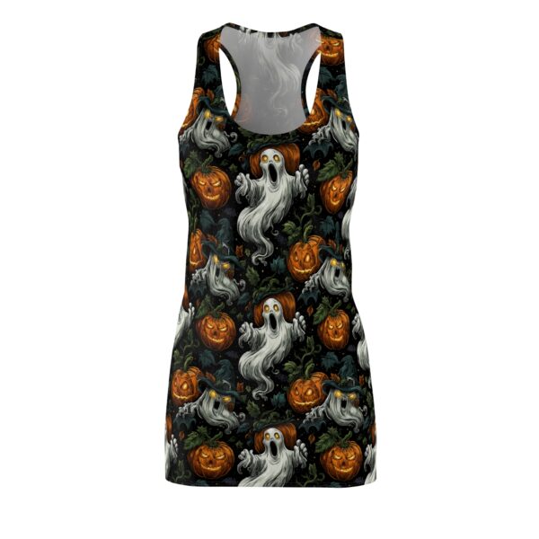 Ghosts & Pumpkins Pattern 1 Women's Cut & Sew Racerback Dress (AOP) - Image 2