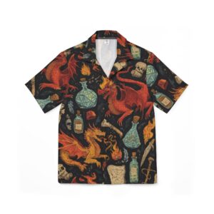 Epic Dragon Adventure Men's Hawaiian Camp Shirt - Perfect for Summer Escapes
