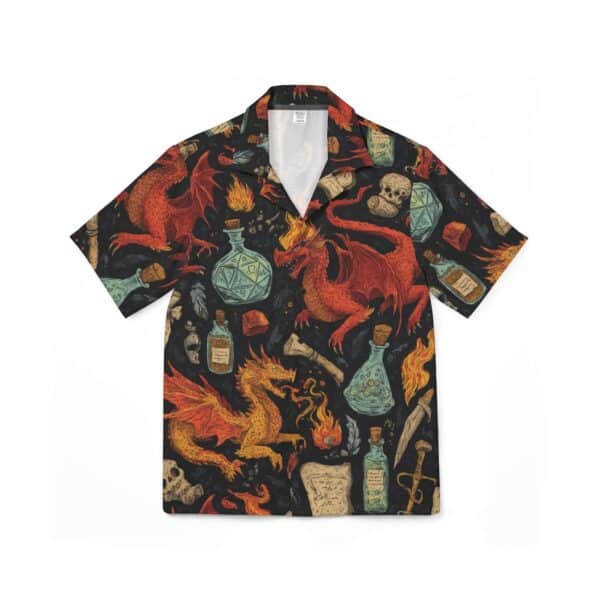 Epic Dragon Adventure Men's Hawaiian Camp Shirt - Perfect for Summer Escapes