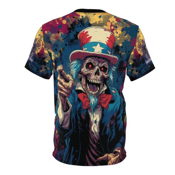Pop Art Tee Uncle Sam Patriotic 4th Of July Skeletal Uncle Sam Pop 60's Art Style Tee Unisex (AOP) - Image 7