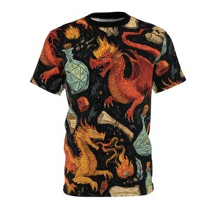 Epic Dragon Fantasy Pattern Unisex Cut & Sew Tee (AOP)