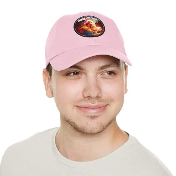 Cannibalistic Chicken Band Artistic Round Leather Patch Dad Hat - Stylish Casual Cap - Image 100