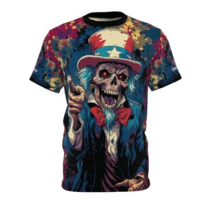 Pop Art Tee Uncle Sam Patriotic 4th Of July Skeletal Uncle Sam Pop 60's Art Style Tee Unisex (AOP)