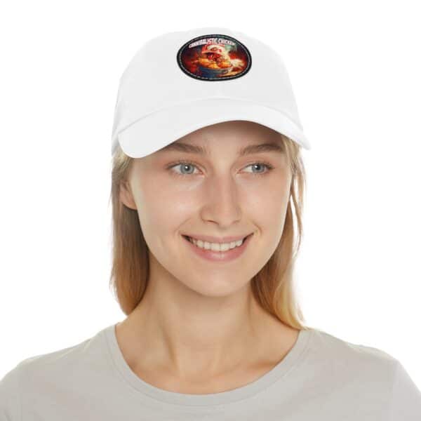 Cannibalistic Chicken Band Artistic Round Leather Patch Dad Hat - Stylish Casual Cap - Image 34