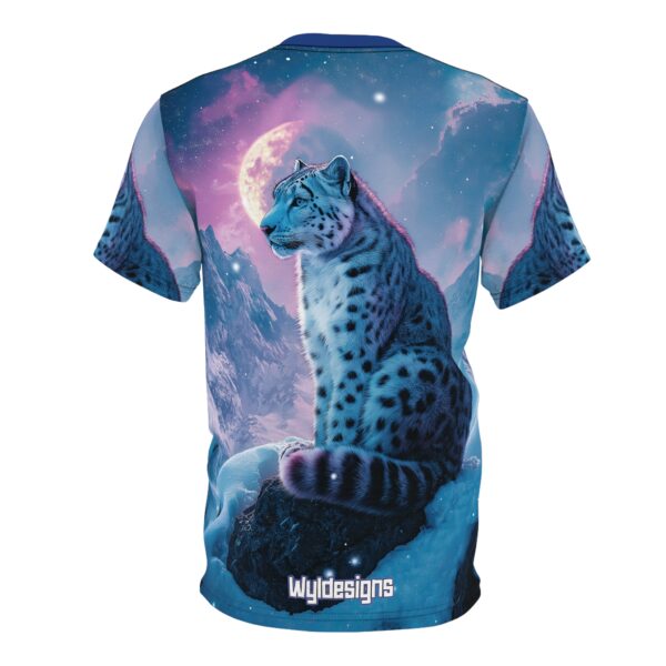 Snow Leopard Unisex Tee by Wyldesigns - Wildlife Graphic T-Shirt #WD-D017 (AOP) - Image 2