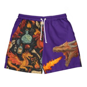 Epic Dragon Swim Shorts Purple - Unisex Beachwear for Fantasy Fans