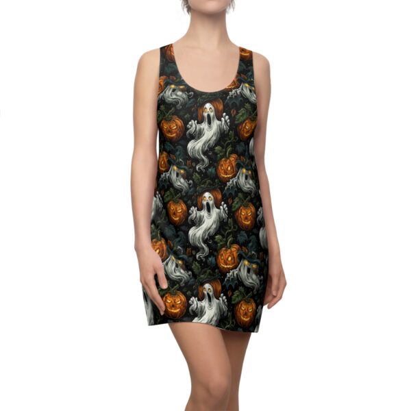 Ghosts & Pumpkins Pattern 1 Women's Cut & Sew Racerback Dress (AOP)