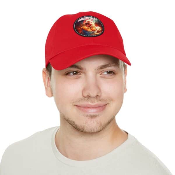 Cannibalistic Chicken Band Artistic Round Leather Patch Dad Hat - Stylish Casual Cap - Image 5