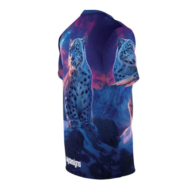 Snow Leopard Unisex Tee by Wyldesigns - Wildlife Graphic T-Shirt #WD-D016 (AOP) - Image 4