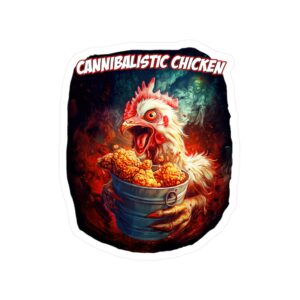 Cannibalistic Chicken Kiss-Cut Vinyl Decal - Quirky Retro Animal Sticker for Home, Laptop & More