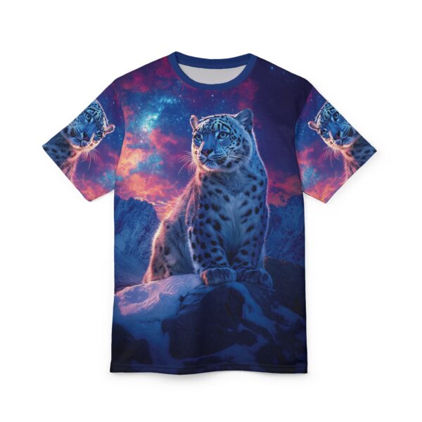 Snow Leopard Unisex Tee by Wyldesigns - Wildlife Graphic T-Shirt #WD-D016 (AOP) - Image 5