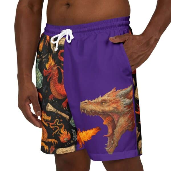 Epic Dragon Swim Shorts Purple - Unisex Beachwear for Fantasy Fans - Image 3