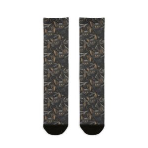 Cozy Bat Cat -Themed Sublimation Crew Socks | Perfect Gift for Cat Lovers