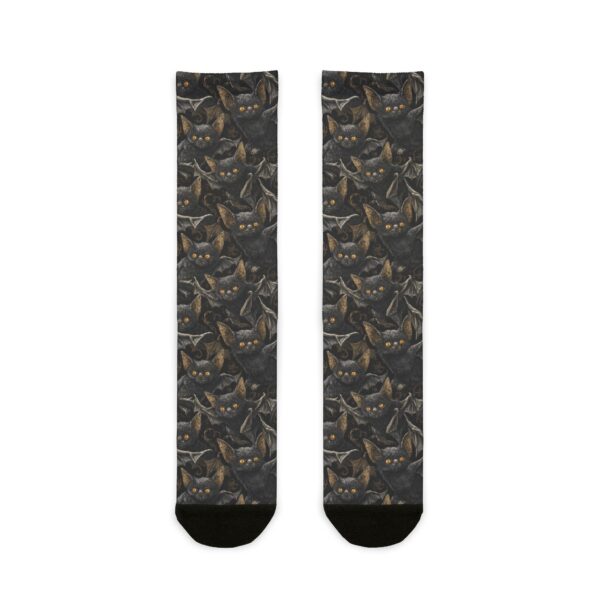 Cozy Bat Cat -Themed Sublimation Crew Socks | Perfect Gift for Cat Lovers