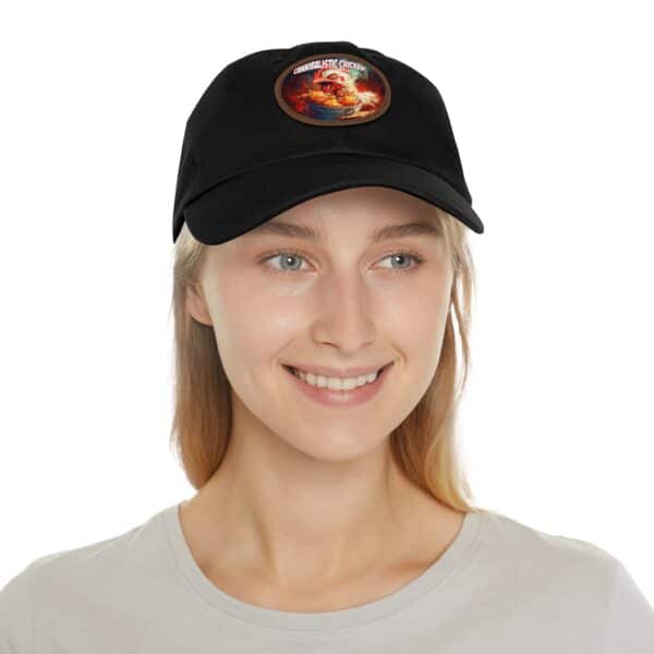 Cannibalistic Chicken Band Artistic Round Leather Patch Dad Hat - Stylish Casual Cap - Image 19