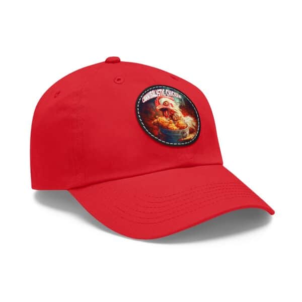 Cannibalistic Chicken Band Artistic Round Leather Patch Dad Hat - Stylish Casual Cap - Image 2