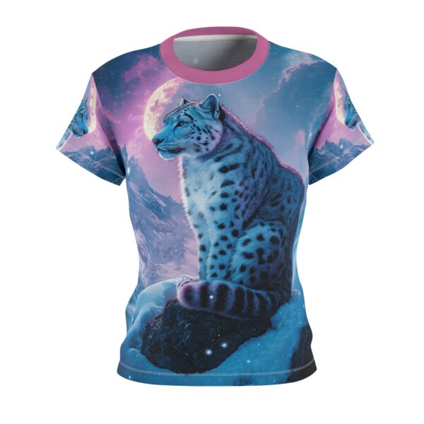 Snow Leopard Women's Tee by Wyldesigns - Wildlife Graphic T-Shirt #WD-D017 (AOP) - Image 2